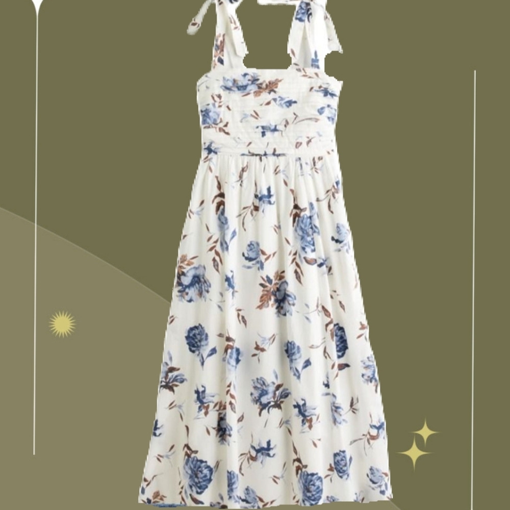 🍋✨ Nwt Abercrombie Emerson Tie Strap Midi Dress Size XL Tall